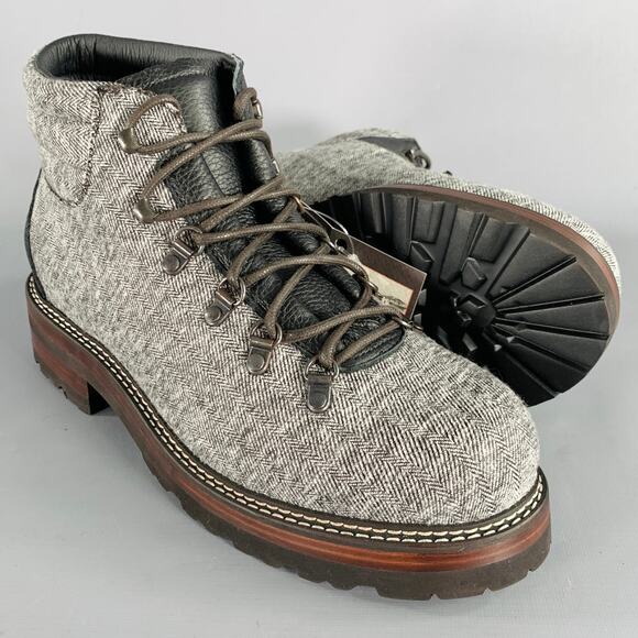 MONTELLIANA Size 10 Tom Hiker Grey Black Tweed Wool Hiking Ankle Boots - Picture 5 of 10